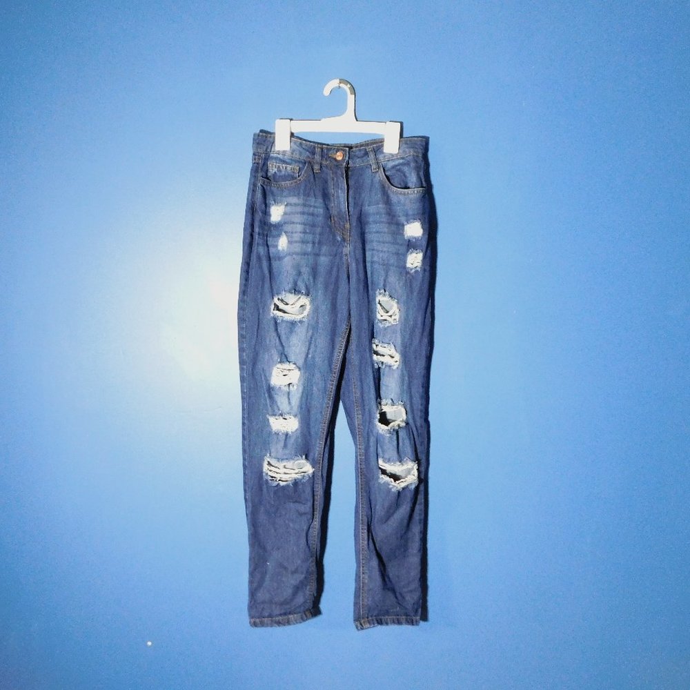 Parisian Size 4 Dark Blue Ripped Jeans, 100% Cotton